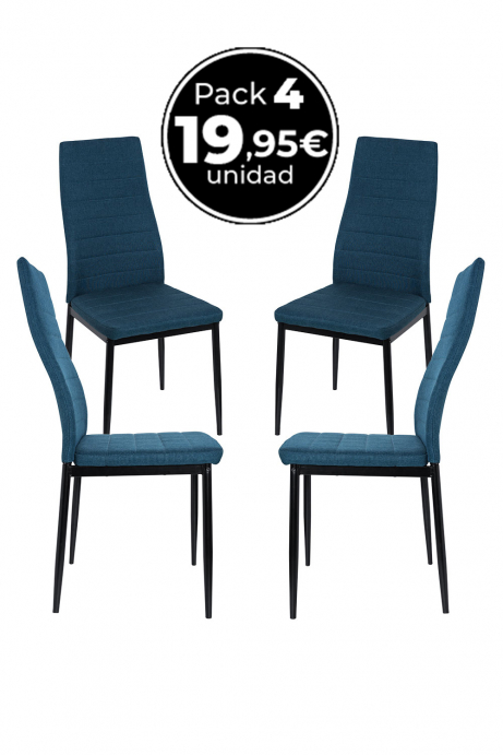 Pack 4 Sillas Lauter Tela - Packs Sillas Comedor